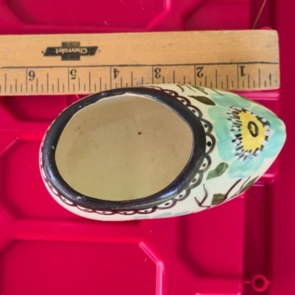 Vintage Hand Painted Dutch Clog Planter Ceramic Shoe Planter with Floral Design, - Picture 10 of 10